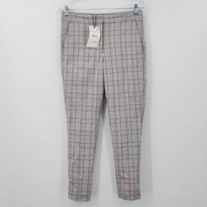 Zara Gray Plaid Cropped Trouser Pants Women's Size Medium NWT